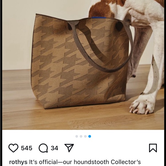Rothy’s Lightweight Tote Dark Camel Houndstooth Collector’s Edition!!! - Picture 10 of 10